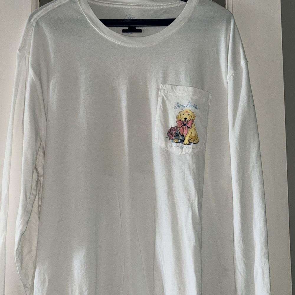 Lauren James Stay Golden Retriever Long sleeved T-shirt pocket XXL cotton